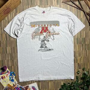 Vintage 90s Single Stitch Minnesota University Golden Gophers Hockey Tee Shirt